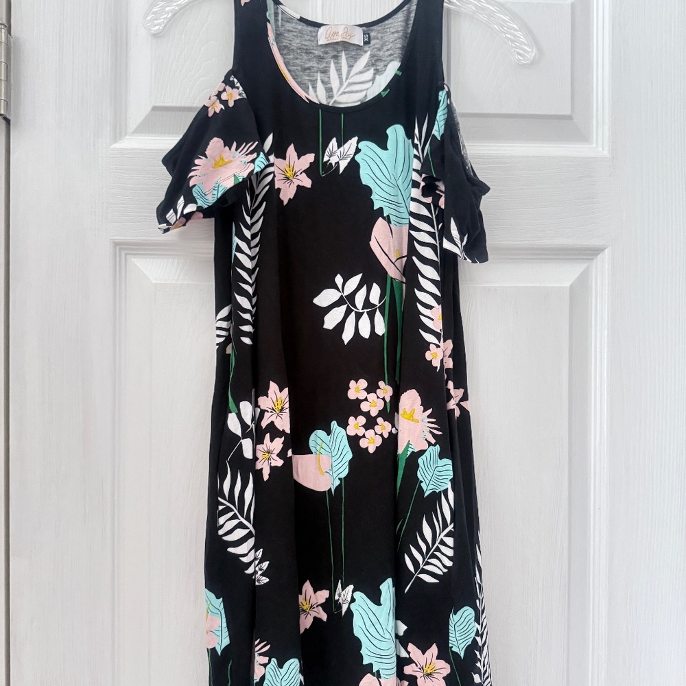 Fighting Eel Ava Sky black cold shoulder dress cannes sz XS